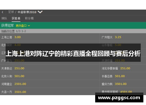 上海上港对阵辽宁的精彩直播全程回顾与赛后分析